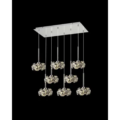 Polished Chrome 2m Rectangular Multiple Pendant 8 G9 Light
