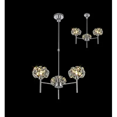 Chrome 3 Light G9 Telescopic Ceiling Pendant Crystal Shades