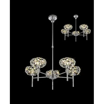 Polished Chrome 5 Light Telescopic Pendant Crystal Shades
