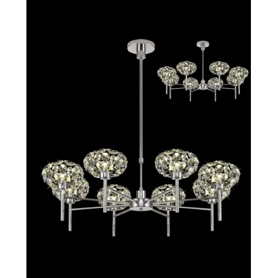 Polished Chrome Telescopic Pendant Light Crystal Shades