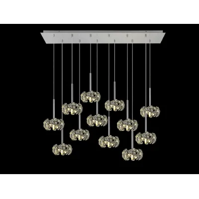 Chrome 12 Light G9 2m IP20 Linear Pendant Crystal Shades