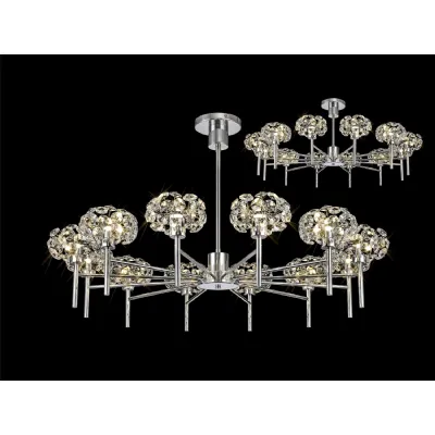 Polished Chrome Clear Crystal Pendant 12 G9 Lamp Holders