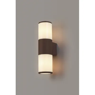 Ruislip Wall Lamp 2 x E27, IP54, Matt Brown Opal, 2yrs Warranty