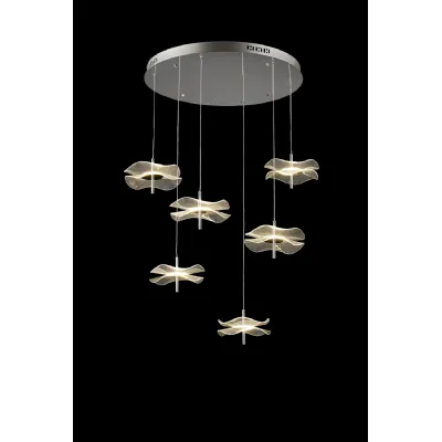 Uckfield Round Pendant, 6 x 6W LED, 4000K, 2800lm, Polished Chrome, 3yrs Warranty