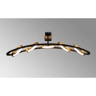 Caterham Linear Ceiling, 5 Ring, 36W LED, 3200K, 2200lm, Satin Black Gold, 3yrs Warranty