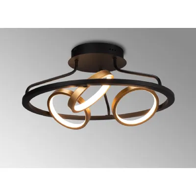 Caterham Round Ceiling, 3 Ring, 25W LED, 3200K, 1375lm, Satin Black Gold, 3yrs Warranty
