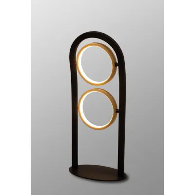 Caterham Table Lamp, 2 Ring, 16W LED, 3200K, 880lm, Satin Black Gold, 3yrs Warranty