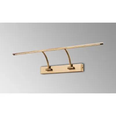 Horam Small 2 Arm Wall Lamp Picture Light, 1 x 14W LED, 3000K, 1070lm, Antique Brass, 3yrs Warranty