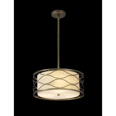 Hornsey Pendant Convertible To Semi Flush 5 Light E14 Aged Gold Cream Fabric Shade