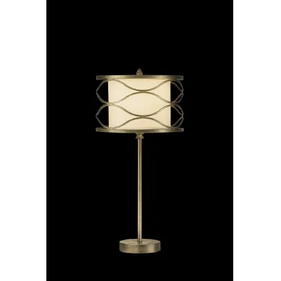 Hornsey Table Lamp 1 Light E27 Aged Gold Cream Fabric Shade