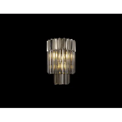 Aldershot 27.5 x H41cm Wall 3 Light E14, Polished Nickel Smoke Sculpted Glass