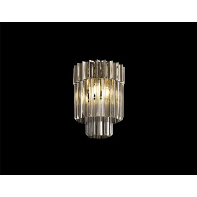 Aldershot 30cm Ceiling Round 3 Light E14, Polished Nickel Smoke Sculpted Glass