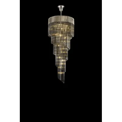 Nickel Smoked 70cm 23 Light 5 Tier Sculpted Glass Pendant