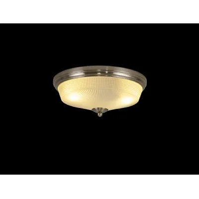 Edenbridge 2 Light E27 Flush Ceiling Light, Satin Nickel Frosted Glass
