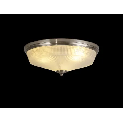 Edenbridge 3 Light E27 Flush Ceiling Light, Satin Nickel Frosted Glass