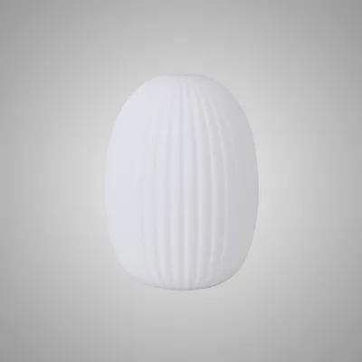 Epsom 20cm Almond Ribbed Glass (F), Opal