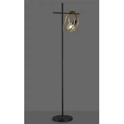 Battersea Double Ring Floor Lamp, 1 Light E27, Matt Black Painted Gold, G95 120 Lamp Recommended