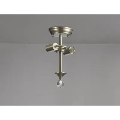 Billericay Semi Flush Ceiling Fitting, 2 x E27, Satin Nickel