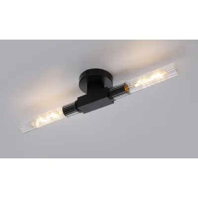 Kent 2 Light Wall Ceiling, E27, IP44, Satin Black