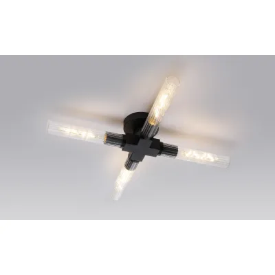Kent 4 Light Ceiling, E27, IP44, Satin Black