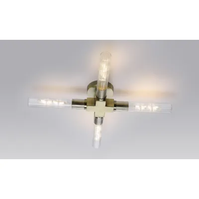 Kent 4 Light Ceiling, E27, IP44, Antique Brass