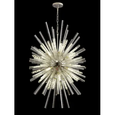 Dalston 32 Light E27, Vertical Oval Pendant Polished Nickel Clear Glass, Item Weight: 22kg