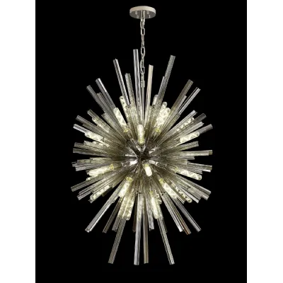 Dalston 32 Light E27, Vertical Oval Pendant Polished Nickel Smoke Glass, Item Weight: 22kg