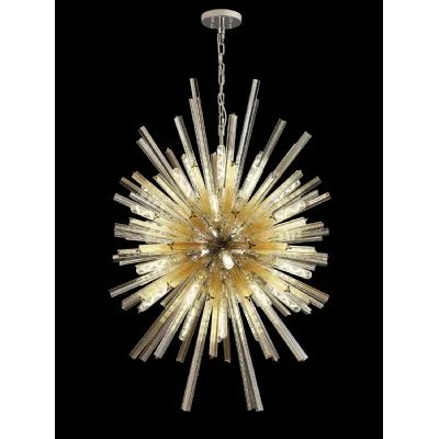 Dalston 32 Light E27, Vertical Oval Pendant Polished Nickel Champagne Glass, Item Weight: 22kg