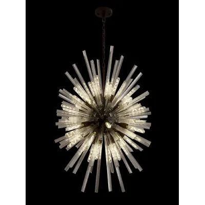 Dalston 32 Light E27, Vertical Oval Pendant Brown Oxide Clear Glass, Item Weight: 22kg