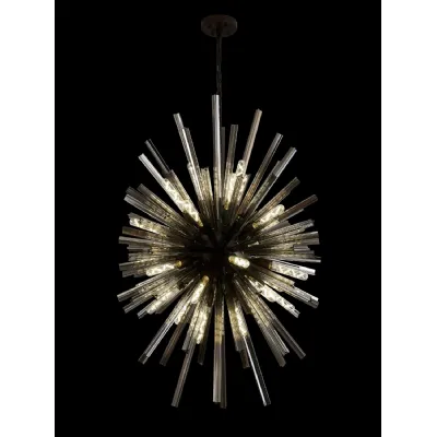 Dalston 32 Light E27, Vertical Oval Pendant Brown Oxide Smoke Glass, Item Weight: 22kg