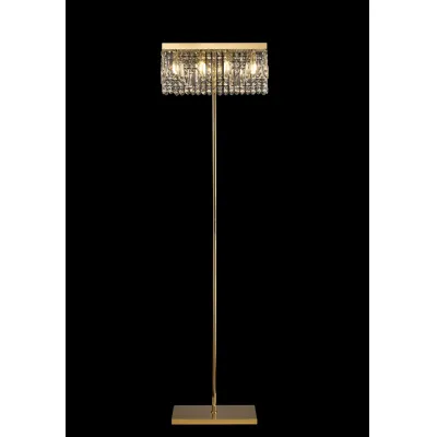 Boreham 50x15cm Rectangular Floor Lamp, 4 Light E14, Gold Crystal