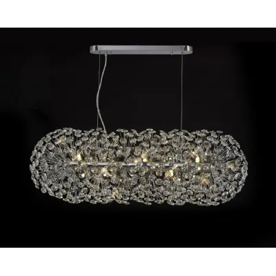 Camden Oblong Linear Pendant 10 Light G9 Polished Chrome Crystal (28 extra sets of crystal)