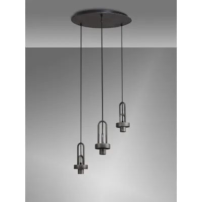 Epsom 2m Round Suspension Kit, 3 x E27, Aged Pewter Matt Black
