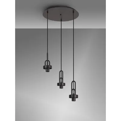Epsom 2m Round Suspension Kit, 3 x E27, Matt Black