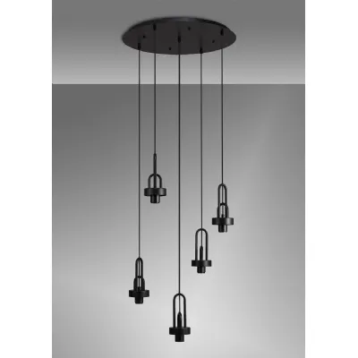 Epsom 2.5m Round Suspension Kit, 5 x E27, Matt Black