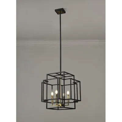 Petworth Pendant, 4 x E14, Black Gold