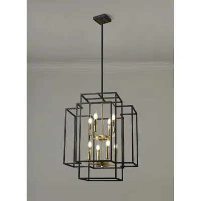 Petworth Pendant, 8 x E14, Black Gold