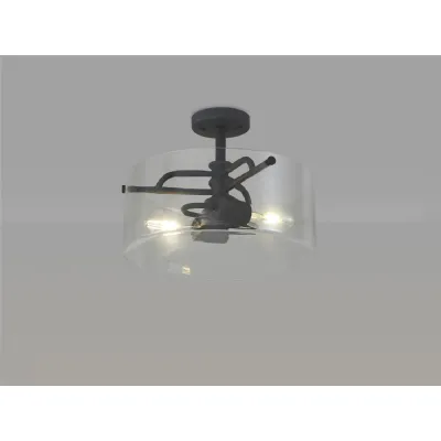 Royal Semi Flush Ceiling, 2 Light E27, Anthracite Clear Glass