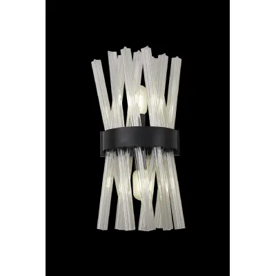 Dalston 2 Light E14, Wall Light E14, Matt Black Clear Glass