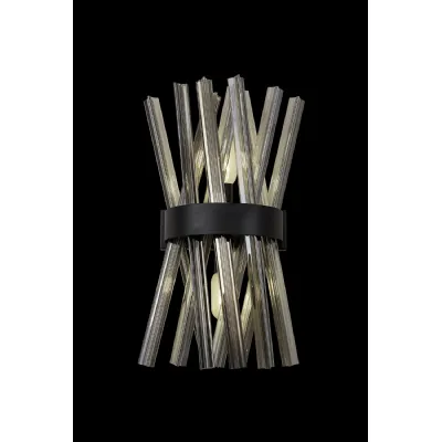 Dalston 2 Light E14, Wall Light E14, Matt Black Smoke Glass