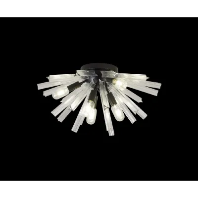 Dalston 6 Light E14, Semi Flush Matt Black Clear Glass