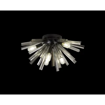 Dalston 6 Light E14, Semi Flush Matt Black Smoke Glass