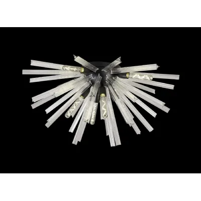 Dalston 8 Light E27, Semi Flush Matt Black Clear Glass