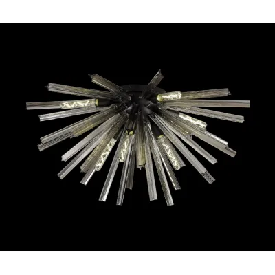 Dalston 8 Light E27, Semi Flush Matt Black Smoke Glass