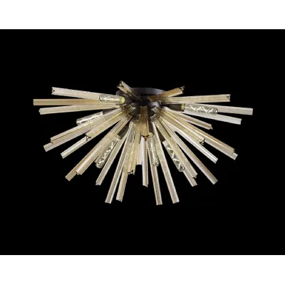 Dalston 8 Light E27, Semi Flush Matt Black Champagne Gold Glass