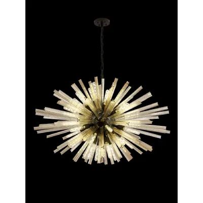 Dalston 32 Light E27, Oval Pendant Matt Black Champagne Glass, Item Weight: 25kg