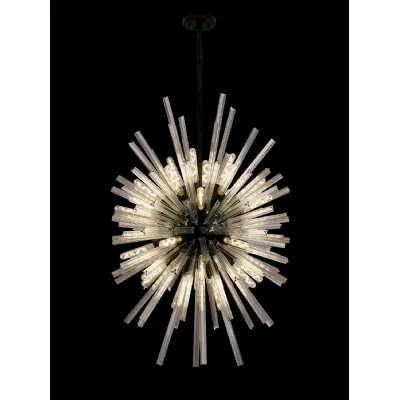 Dalston 32 Light E27, Vertical Oval Pendant Matt Black Clear Glass, Item Weight: 22kg