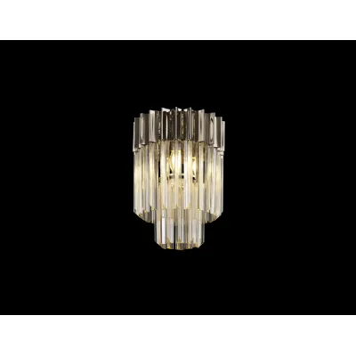 Aldershot 30cm Ceiling Round 3 Light E14, Polished Nickel Cognac Sculpted Glass