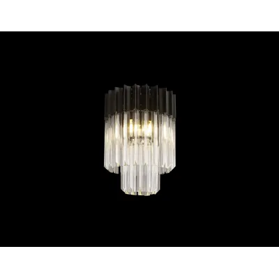 Aldershot 30cm Ceiling Round 3 Light E14, Matt Black Clear Sculpted Glass