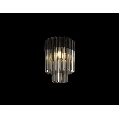 Aldershot 30cm Ceiling Round 3 Light E14, Matt Black Smoke Sculpted Glass